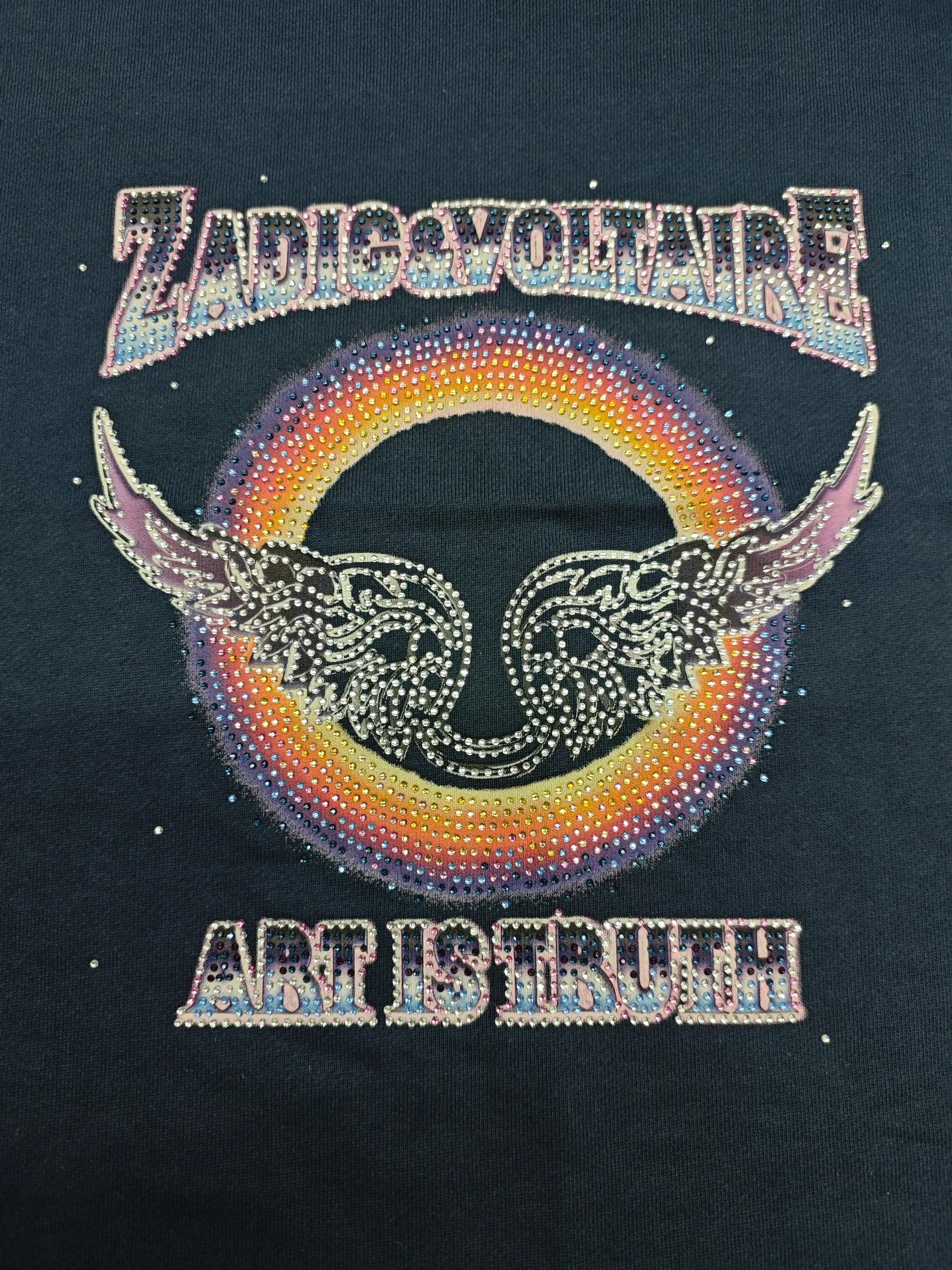 Discharge Digital on Navy fabric with Stone work Emblishment done by Macrofast